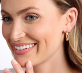 UltraFine 950 Silver Two Tone Diamond Cut 1" Hoop Earrings